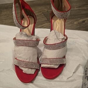 Glamorous Red Rhinestone Heels